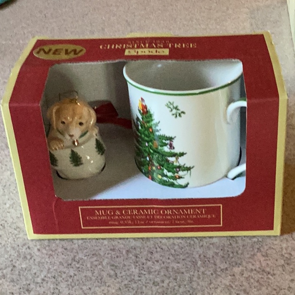 Spode Christmas Mug and Ceramic Dog Ornament NEW